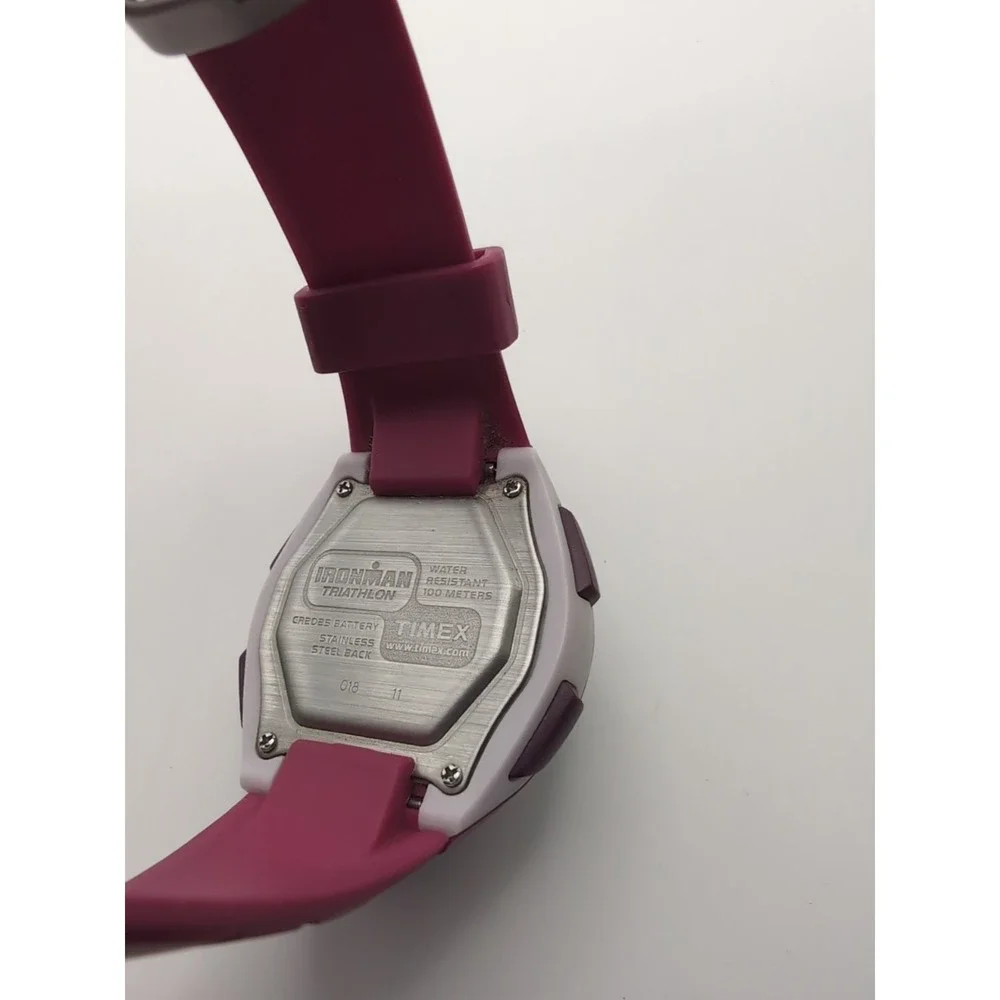 Timex Ironman Triathlon Watch Women 39mm Digital Pink Indiglo 30Lap NeedsBattery